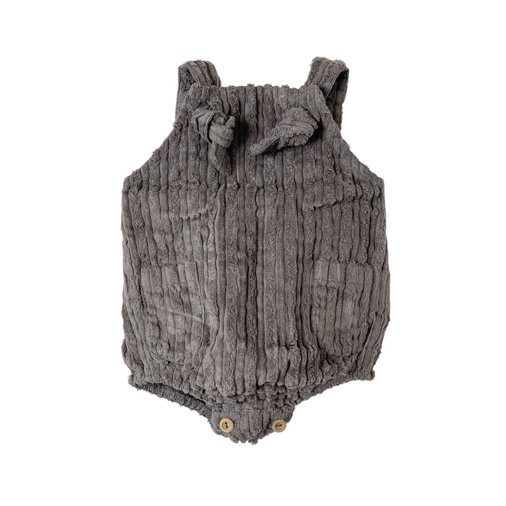 NWT/Boutique Yellow Pelota Gender Neutral Cotton Corduroy Romper in Chestnut